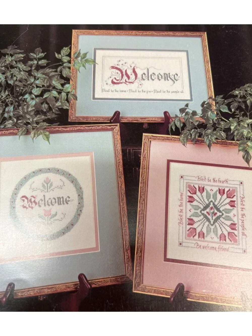 Cross Stitch Pattern Lot Of 4 Booklets Featuring Welcome & Sampler Designs